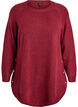Lang strikbluse med kugleknapper, M&oslash;rk Bordeaux, Packshot image number 0