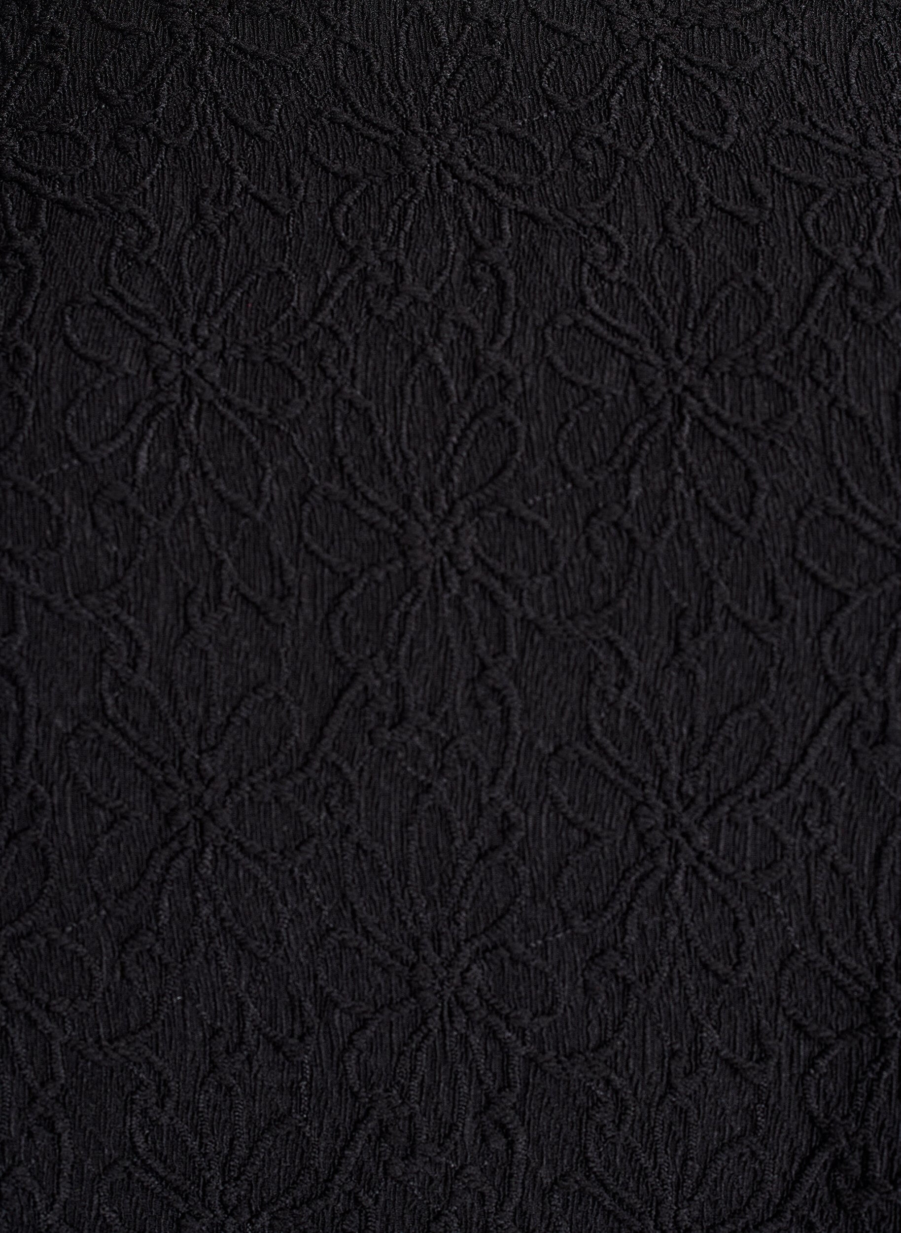 Zizzi Kjole med blomsterstruktur og lange &aelig;rmer, Sort, Packshot image number 2