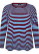 Stribet bluse med lange &aelig;rmer, Bl&aring;, Packshot image number 0