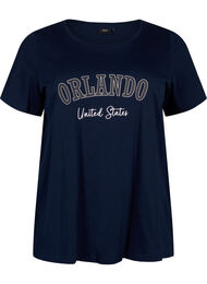 Bomulds t-shirt med tekst, Navy B. Orlando