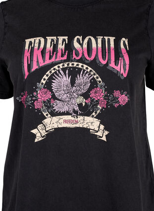 T-shirt i økologisk bomuld med ørne motiv, Grey Free Souls, Packshot image number 2