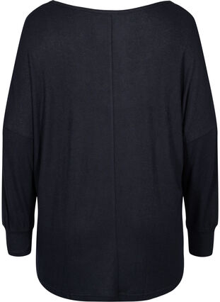 Kampagnevare - Langærmet viskose bluse med v-udskæring, Black, Packshot image number 1