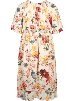 Kortærmet kjole med blomsterprint, AOP FLOWER, Packshot image number 1
