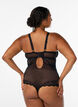 Blonde bodystocking med sn&oslash;re-detaljer, Sort, Model image number 1