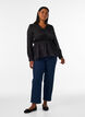 Glansfuld viskosebluse med peplum-effekt, Sort, Model image number 1