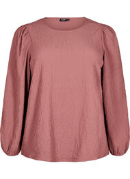 FLASH - Langærmet bluse med rund hals , Rose Brown