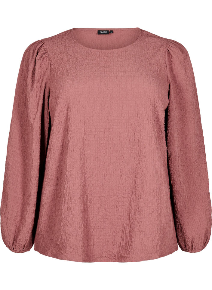 FLASH - Langærmet bluse med rund hals , Rose Brown, Packshot image number 0