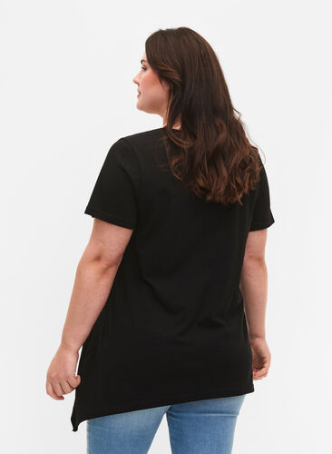 Bomulds t-shirt med korte ærmer, Black LOVE, Model image number 1