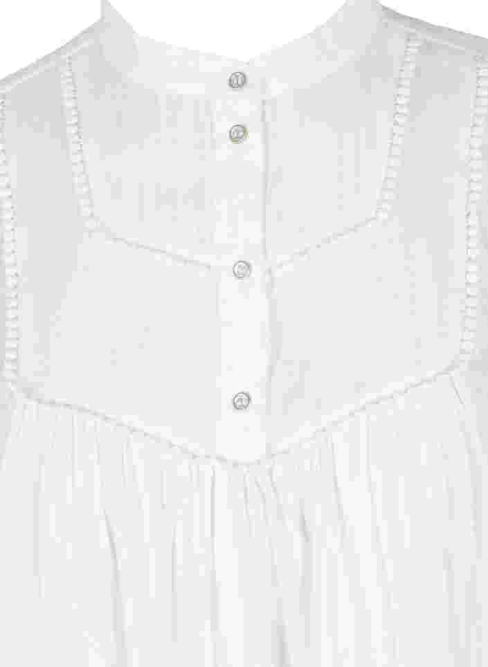 Viskose bluse med 3/4 ærmer og knapper, Snow White, Packshot image number 2