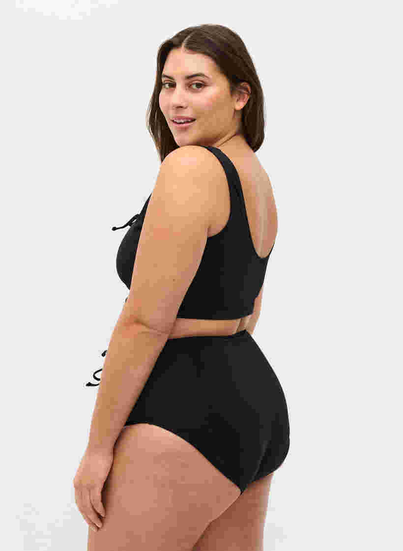 Bikini trusse med høj talje og snøre, Black, Model image number 1