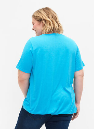 Meleret t-shirt med elastikkant, Blue Atoll Mél, Model image number 1