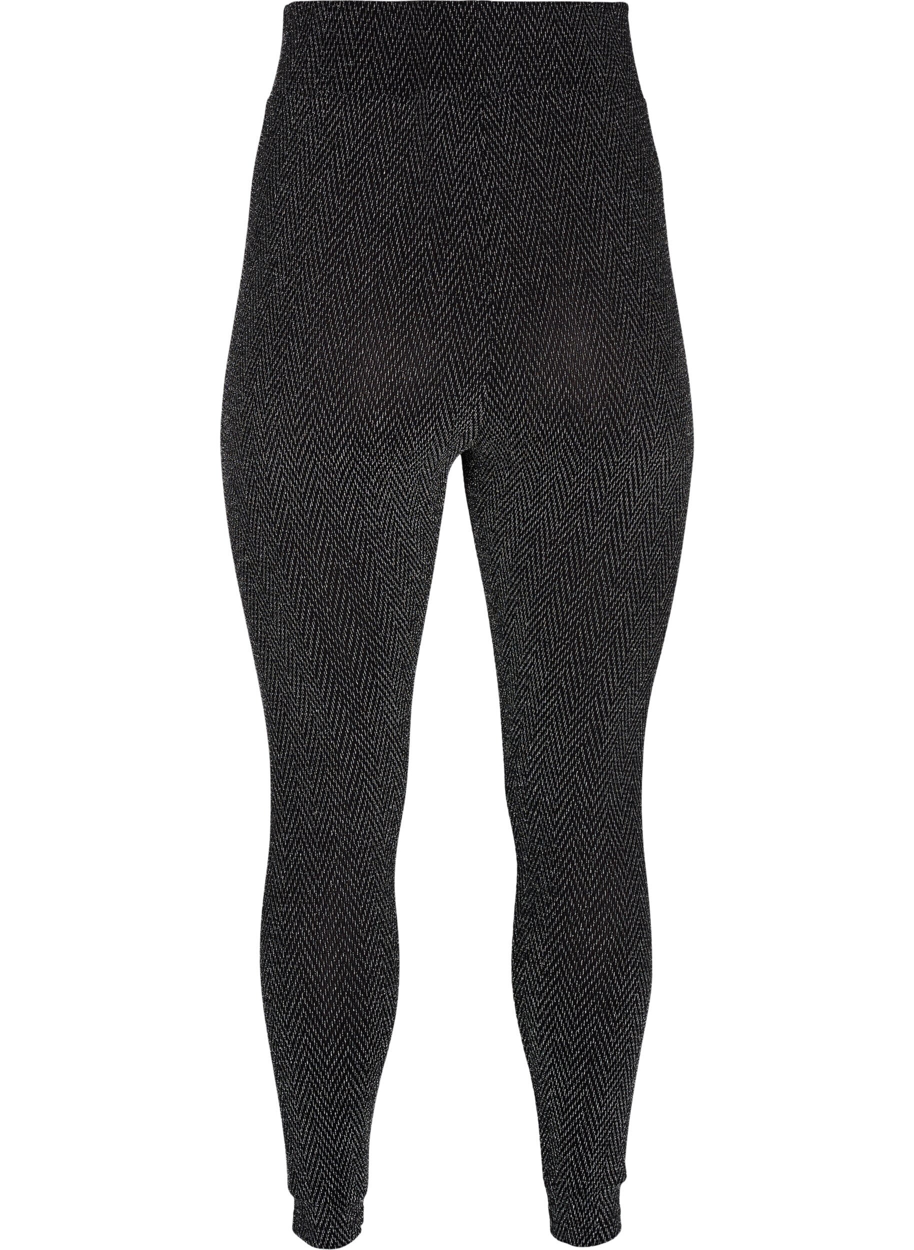 Zizzi Leggings med glimmer m&oslash;nster, Silver ZigZagShimmer, Packshot image number 1