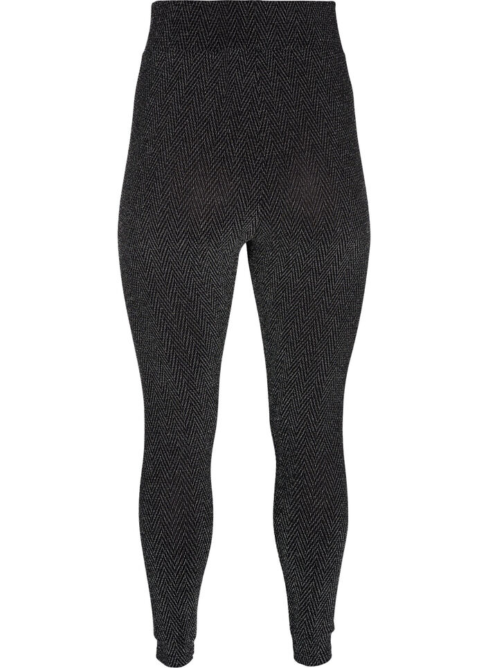 Leggings med glimmer mønster, Silver ZigZagShimmer, Packshot image number 1