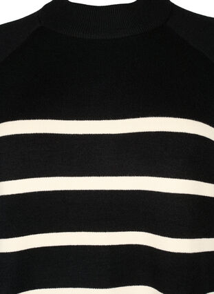 Stribet strikkjole med turtleneck, Black Comb, Packshot image number 2