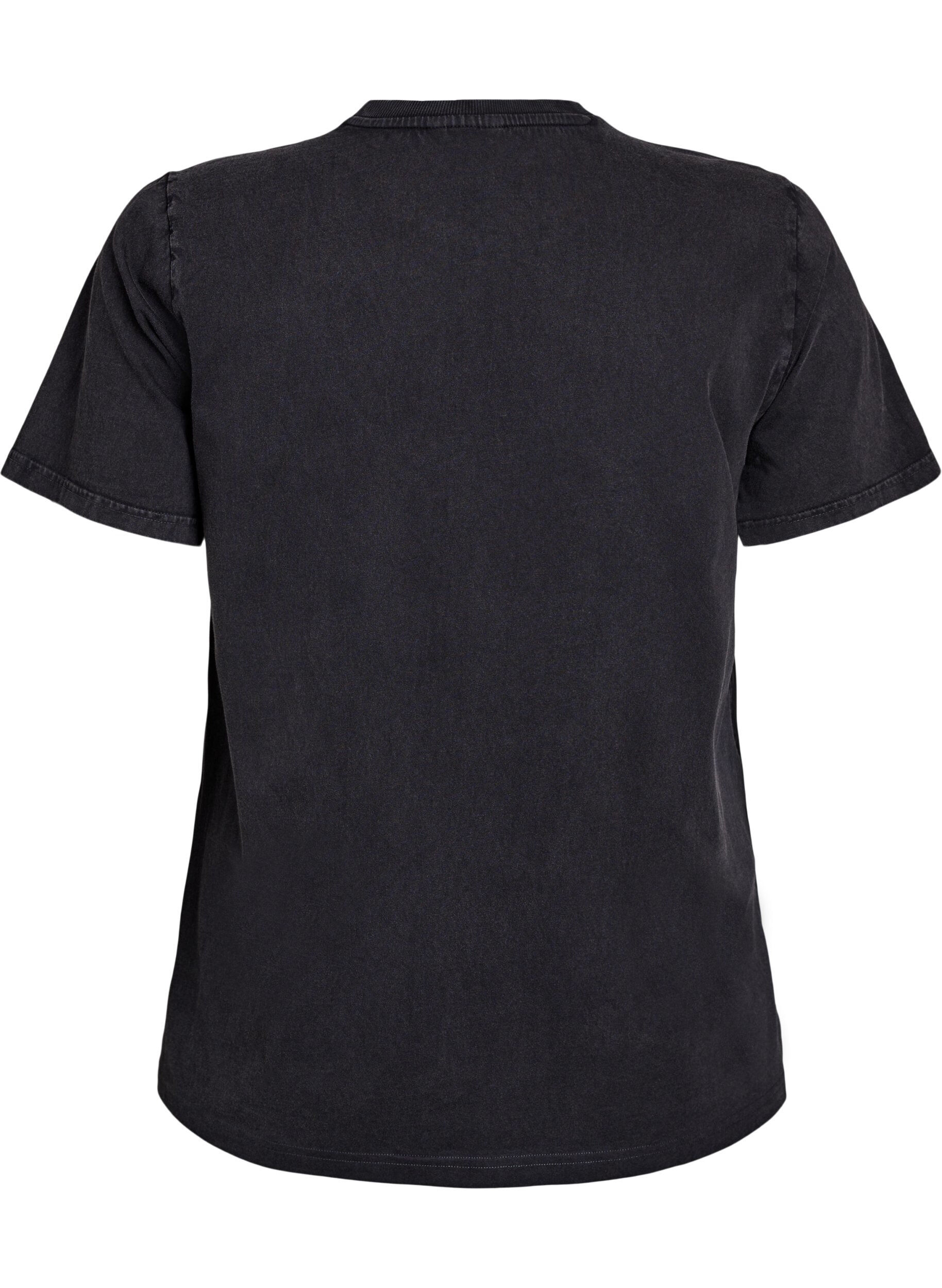 Zizzi T-shirt i &oslash;kologisk bomuld med statement print, Gr&aring;, Packshot image number 1