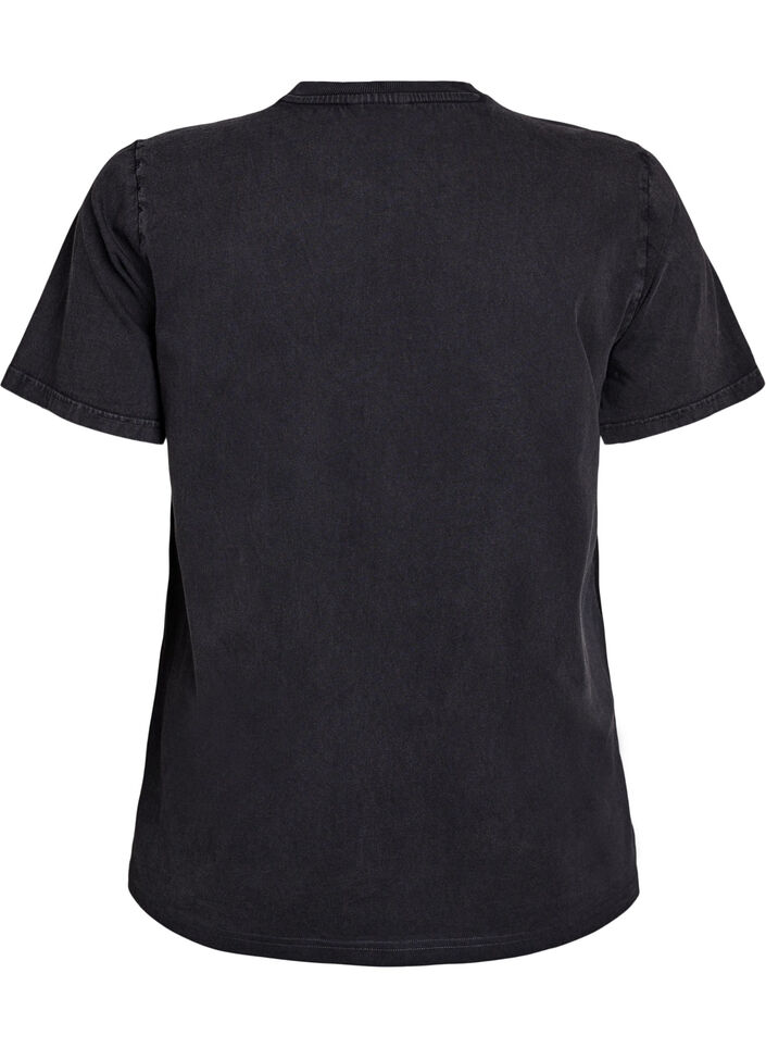 T-shirt i økologisk bomuld med statement print, Grå, Packshot image number 1