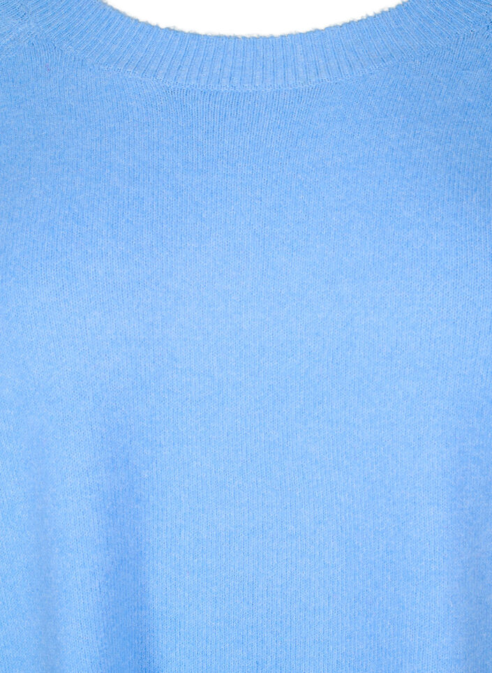 Lang strikbluse med knapdetalje i siden, Della R. Blue Mel., Packshot image number 2