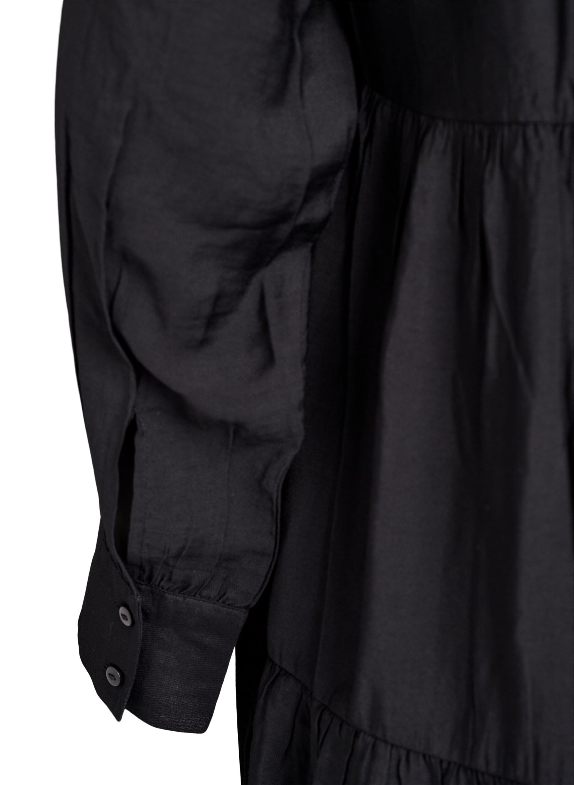 Zizzi A-formet kjole med fl&aelig;sekrave, Sort, Packshot image number 3