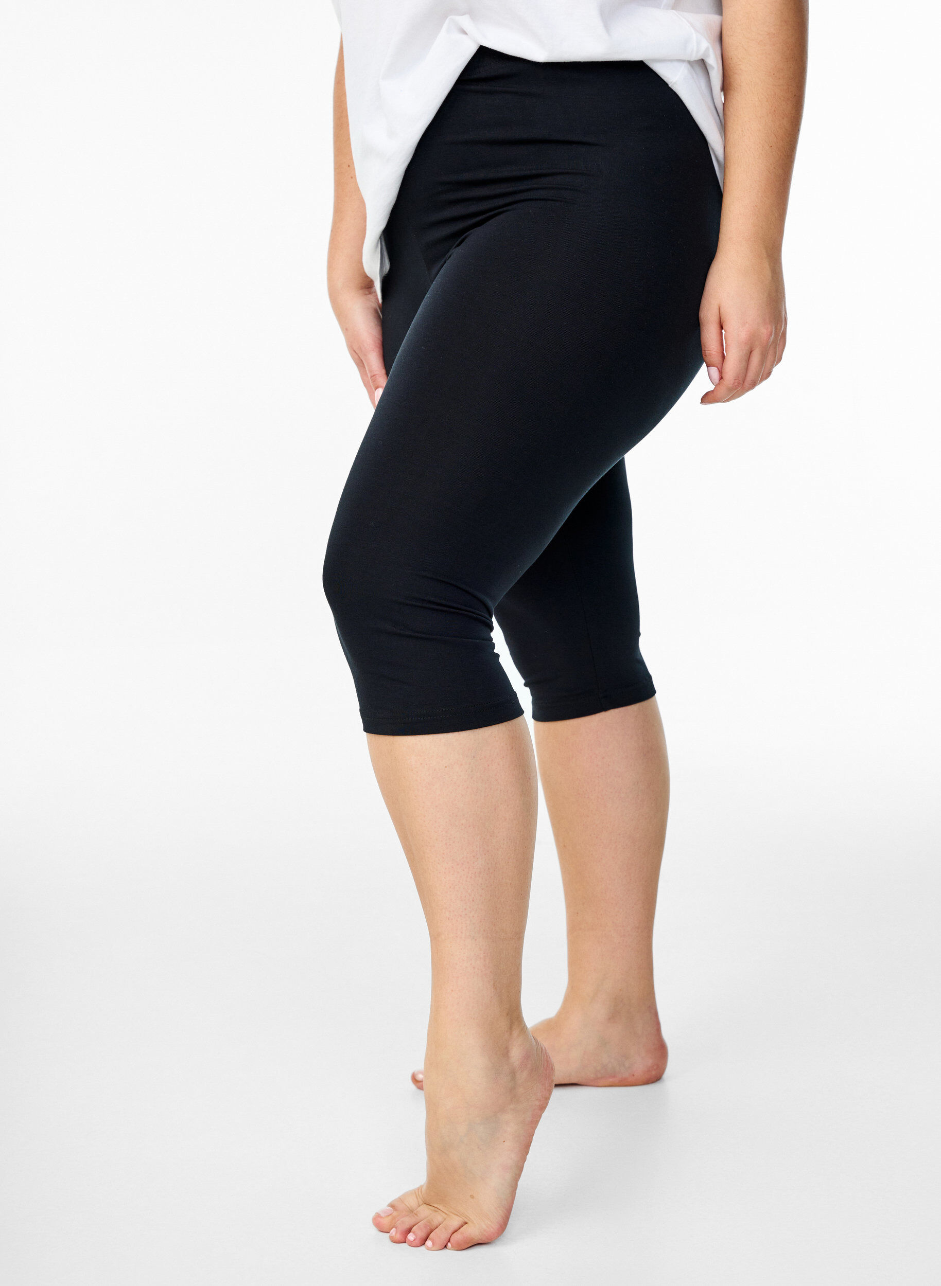 Zizzi Basis 3/4 leggings i viskose , Black, Model image number 0