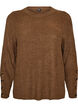 Strikbluse med ribstruktur og knapdetaljer, Brun, Packshot image number 0