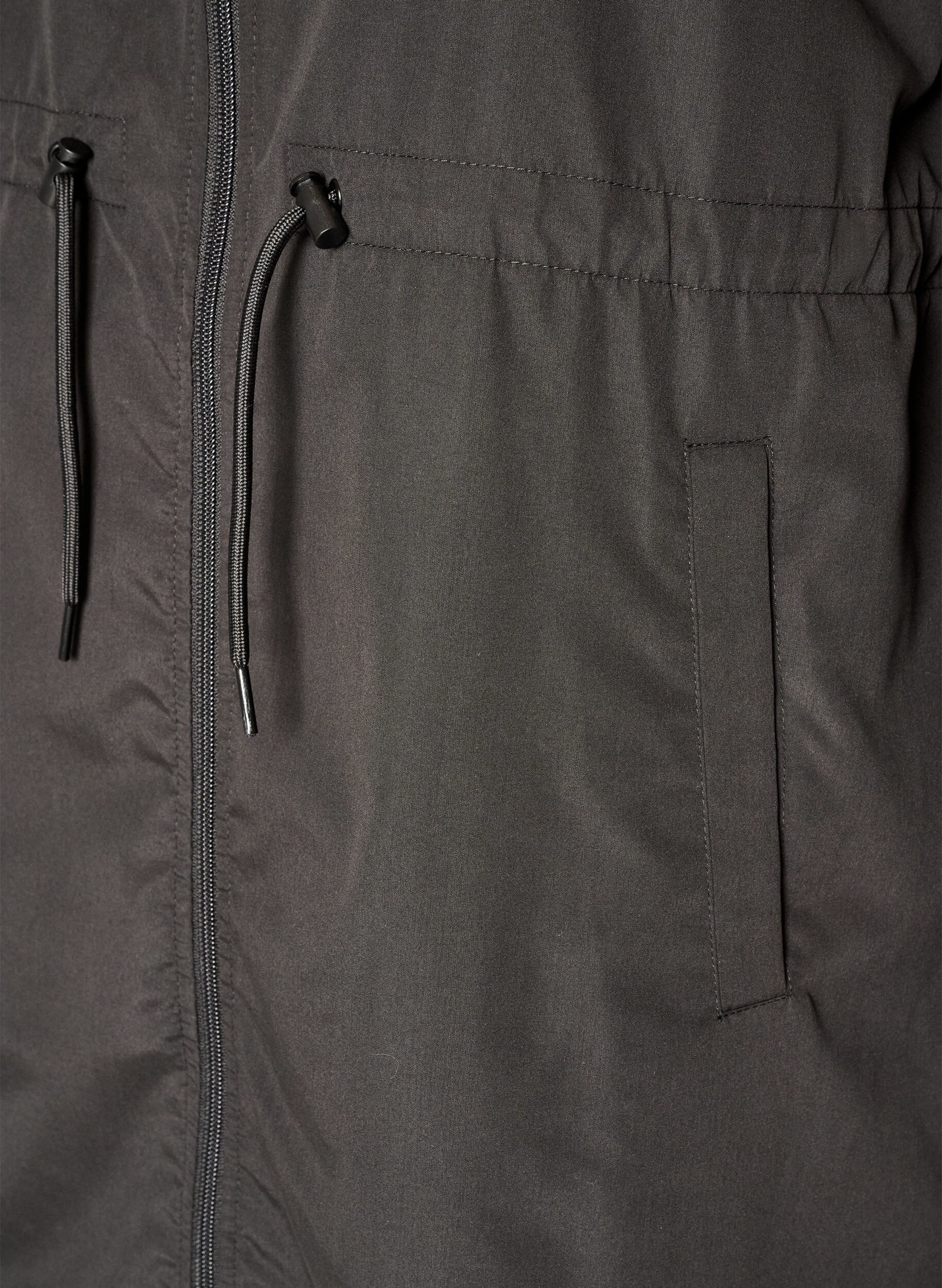 ZizziParka i let materiale med h&aelig;tte, Sort, Packshot image number 3