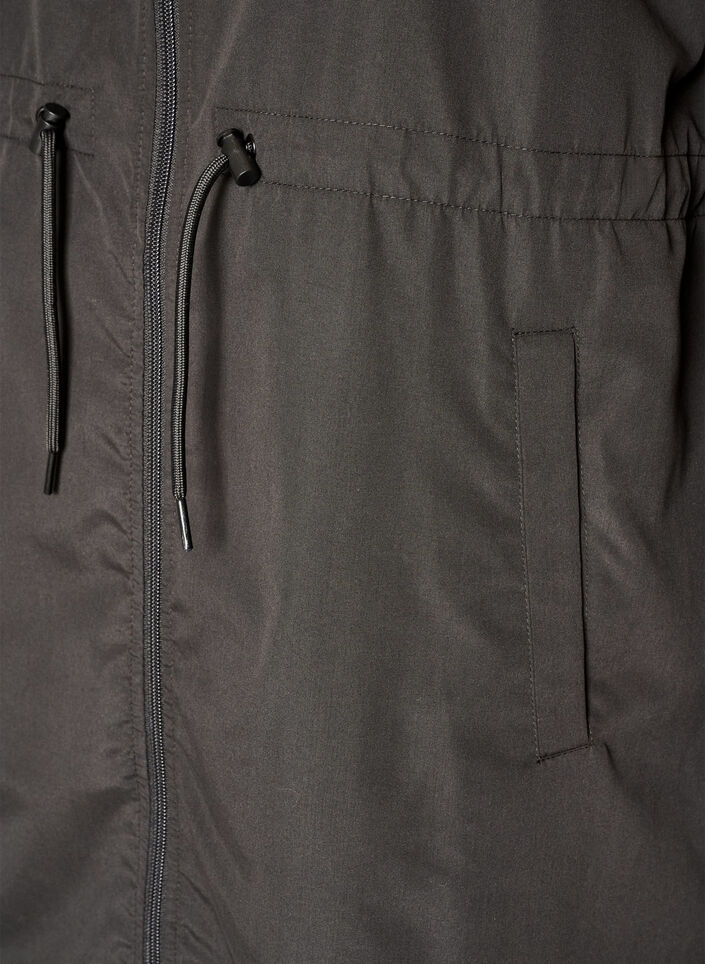 Parka i let materiale med h&aelig;tte, Sort, Packshot image number 3