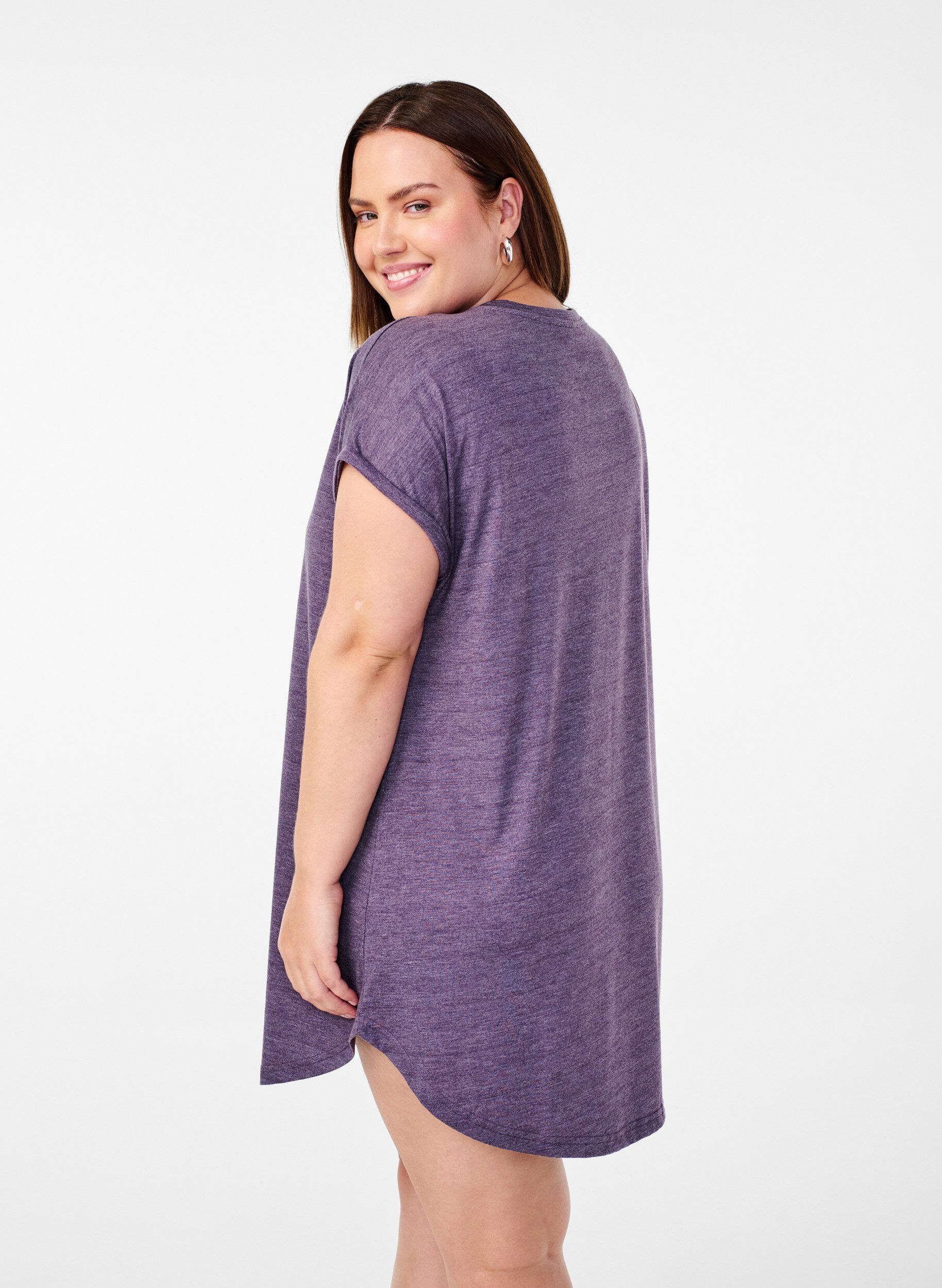 Zizzi Kort&aelig;rmet natkjole med tekstprint, , Model image number 2