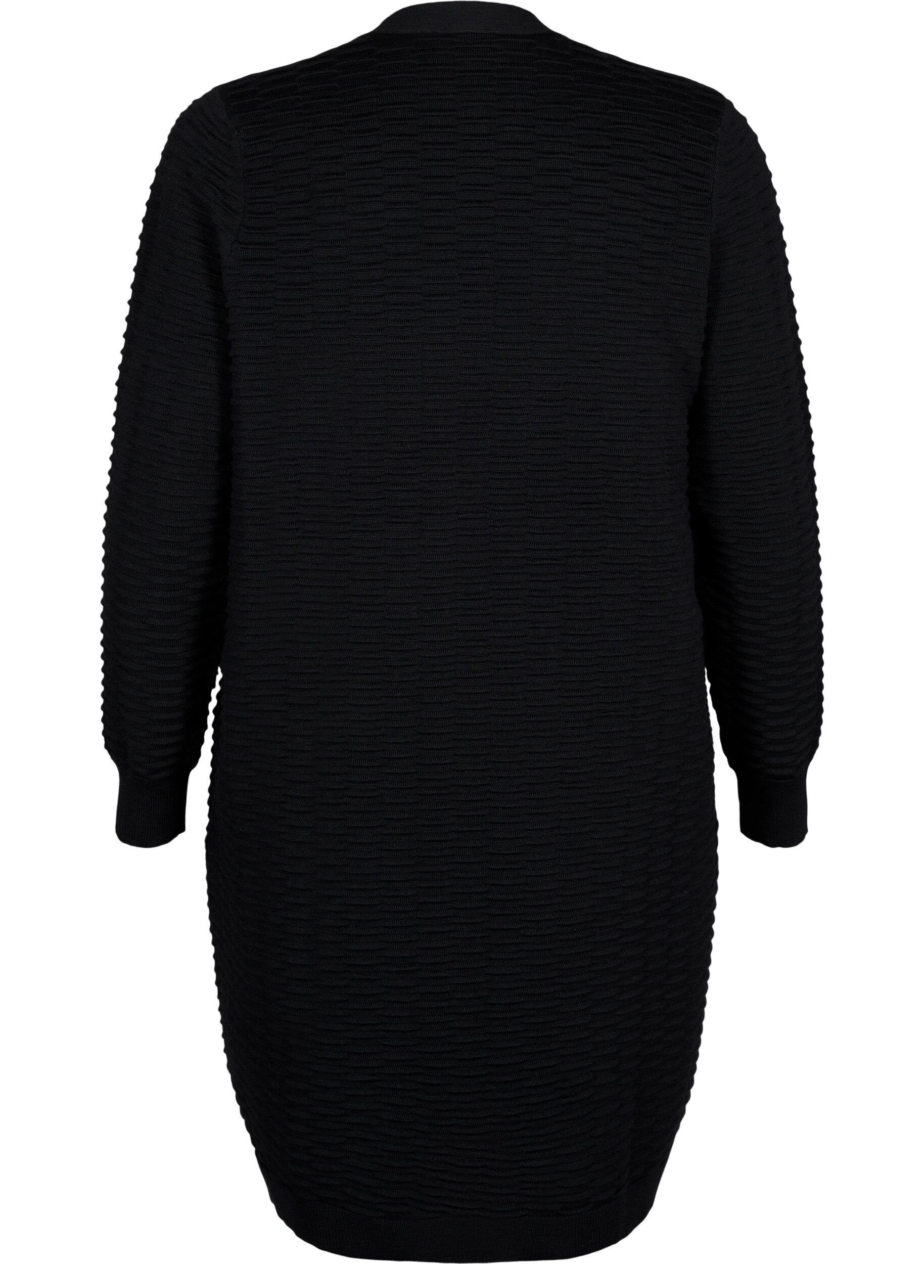 Zizzi Strikket cardigan i bomulds-viskose mix, Black, Packshot image number 1