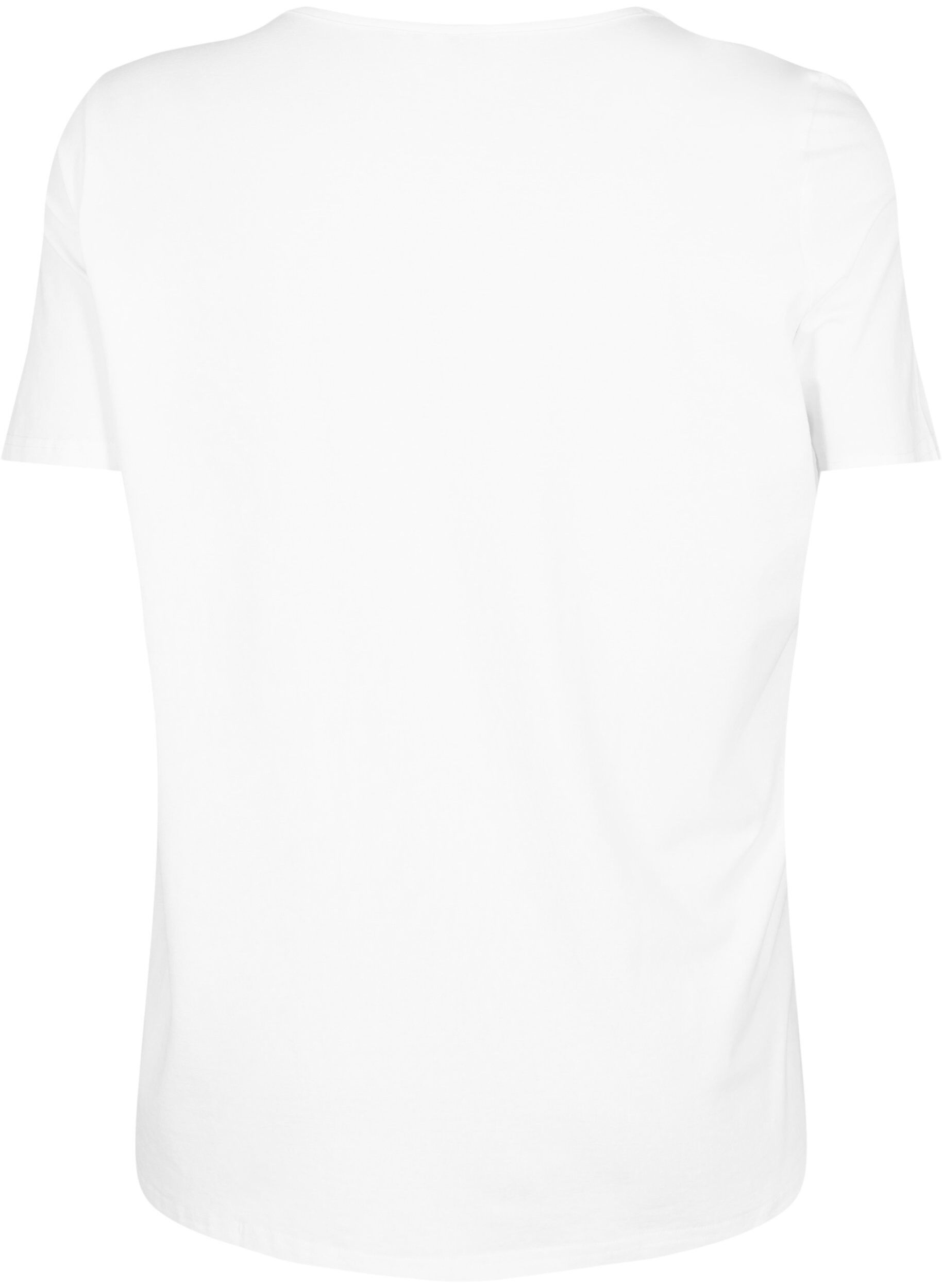 Zizzi T-shirt med v-udsk&aelig;ring og krydsdetalje, Warm Off-white, Packshot image number 1