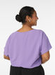 Bluse med korte &aelig;rmer og rund halsudsk&aelig;ring , Lilla, Model image number 2