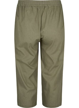 7/8 bukser i bomuldsmix med hør, Deep Lichen Green, Packshot image number 1