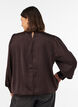 Bluse med satinlook og ballonform, Brun, Model image number 2
