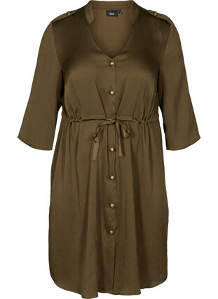 Kjole med knapper og snøre i taljen, Ivy Green, Packshot image number 0