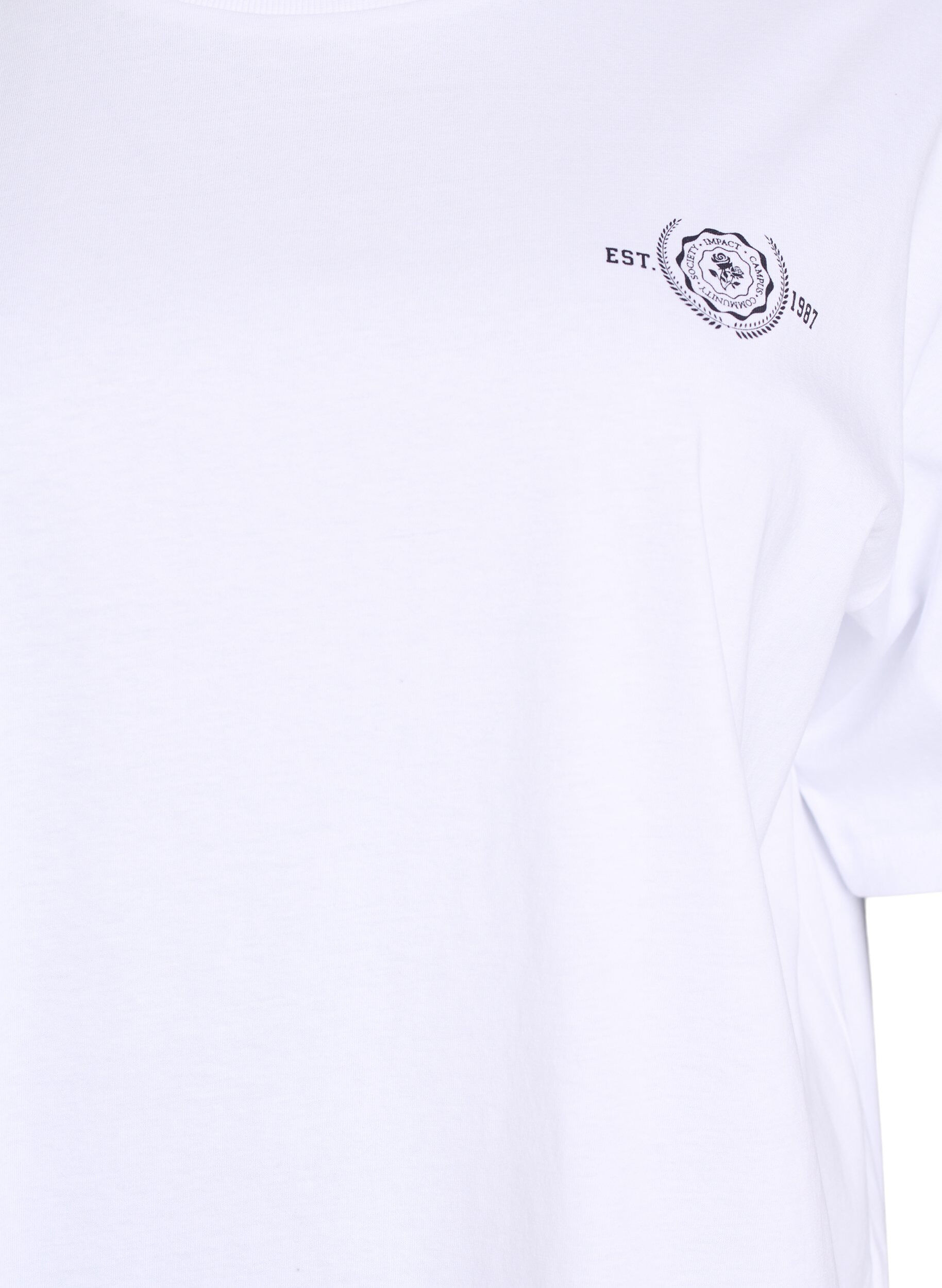 Zizzi Oversize t-shirt med rygprint, Hvid, Packshot image number 2