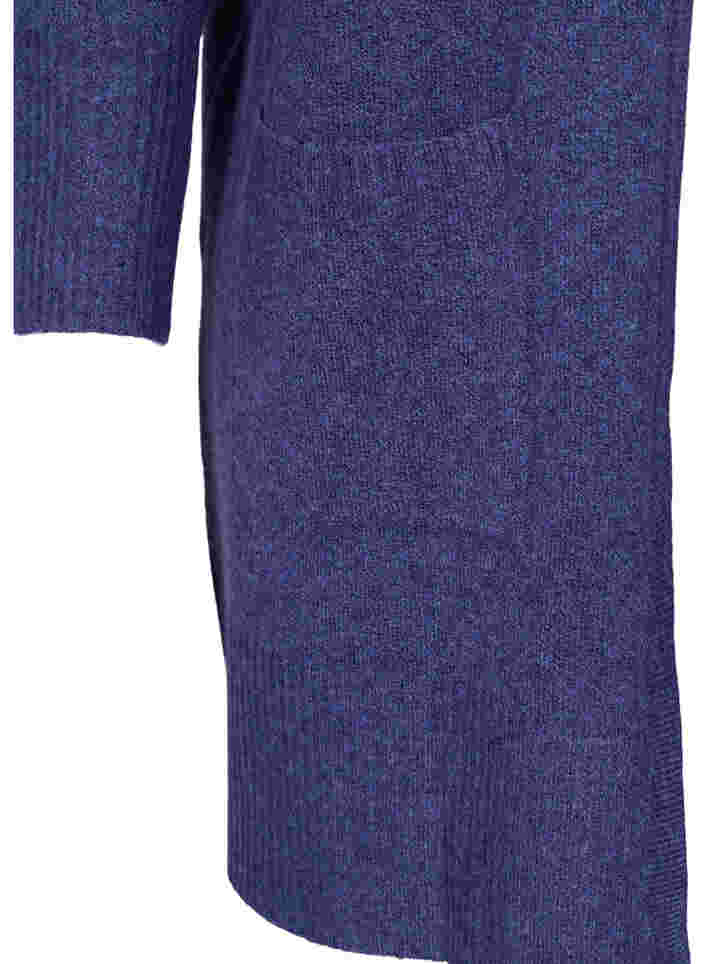 Meleret strik cardigan med lommer, Deep Cobalt Mel., Packshot image number 3