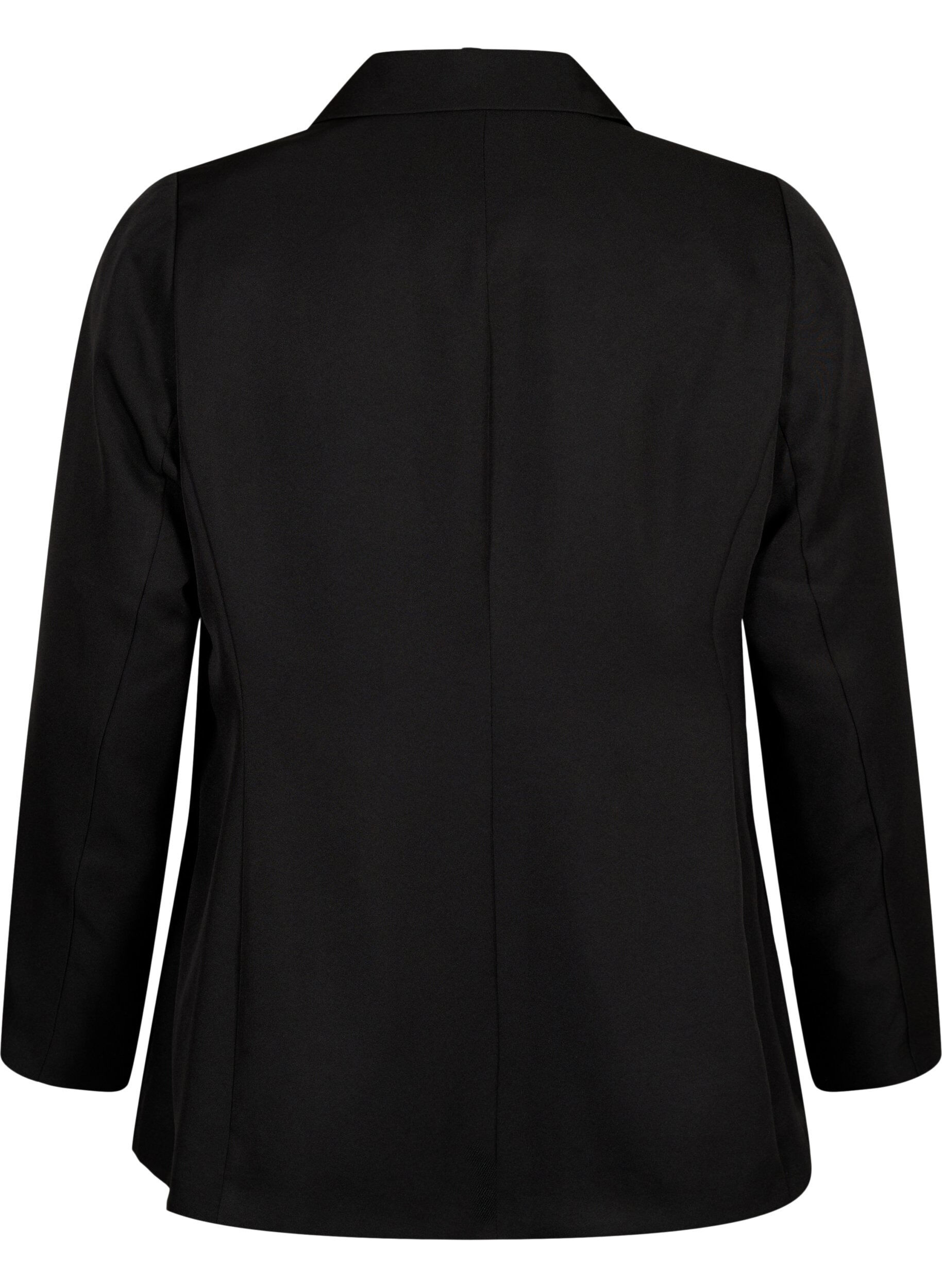 Zizzi FLASH - Enkel blazer med knap, Sort, Packshot image number 1