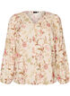Blomstret bluse i h&oslash;r og viskose med lange &aelig;rmer, Vanilla, Packshot image number 0