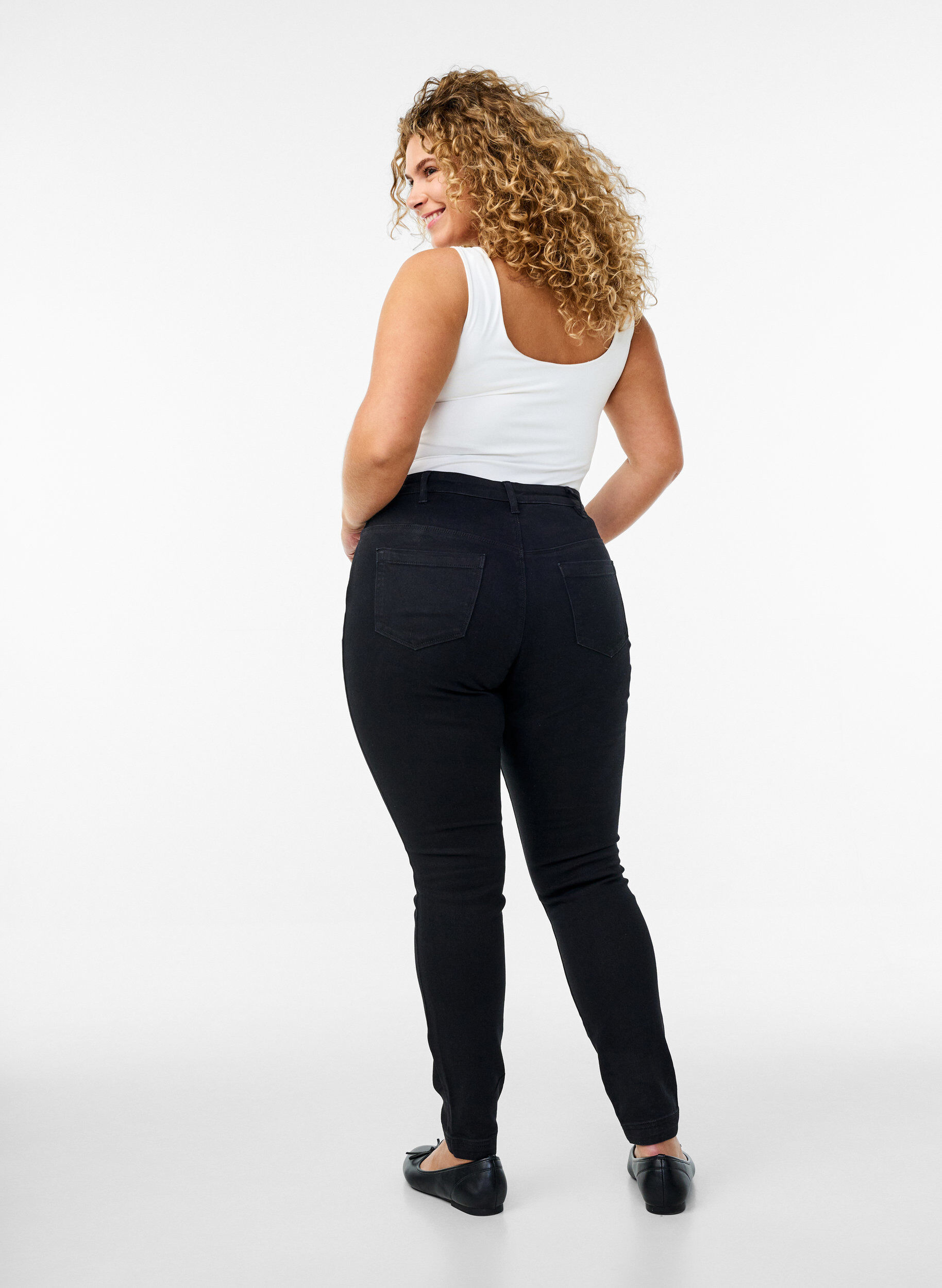 Zizzi Jeggings i bomuldsblanding, Sort, Model image number 1