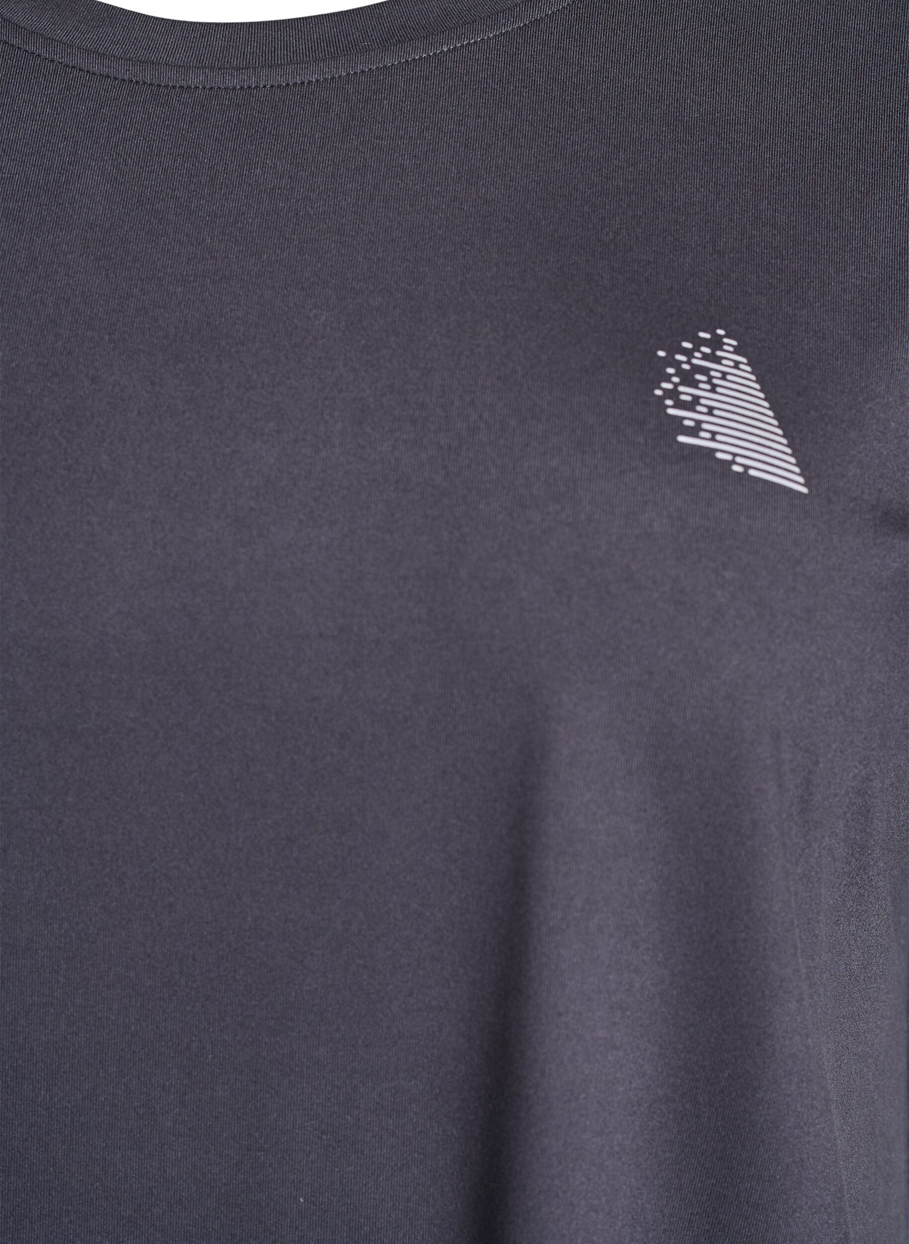 Zizzi Ensfarvet tr&aelig;nings t-shirt, Gr&aring;, Packshot image number 2