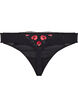 G-streng i microfiber med blomsterbroderi, Sort, Packshot image number 1