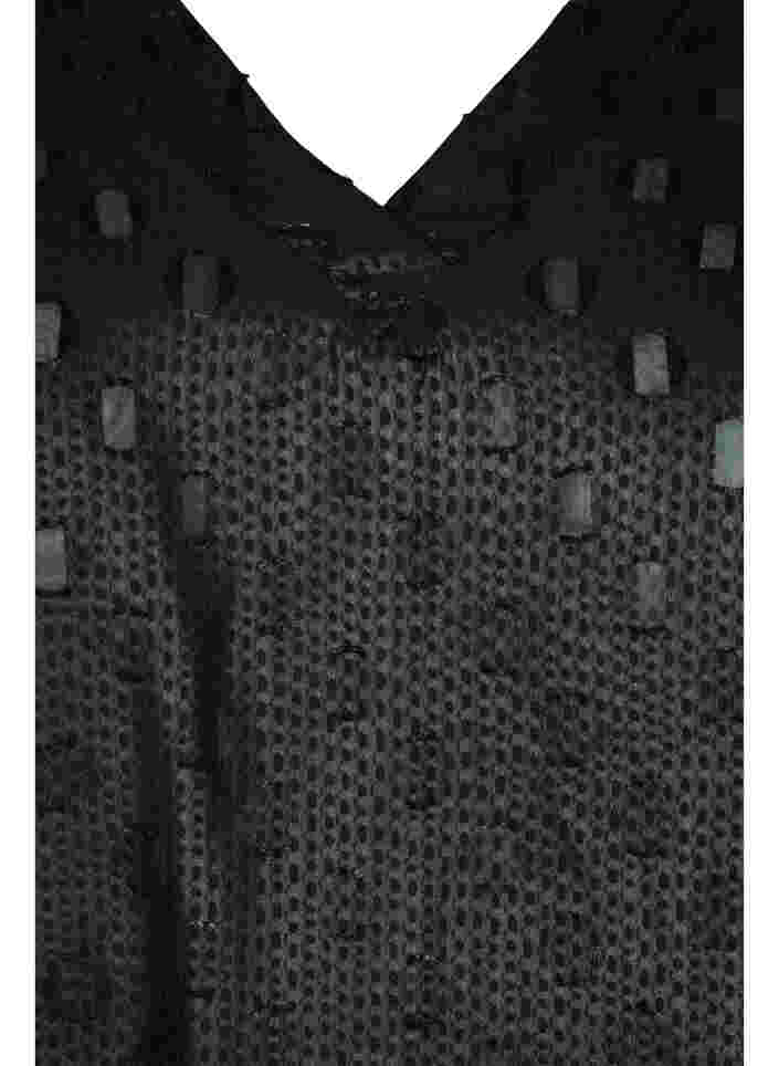 Strukturmønstret tunika med lange ærmer og v -hals, Black, Packshot image number 2