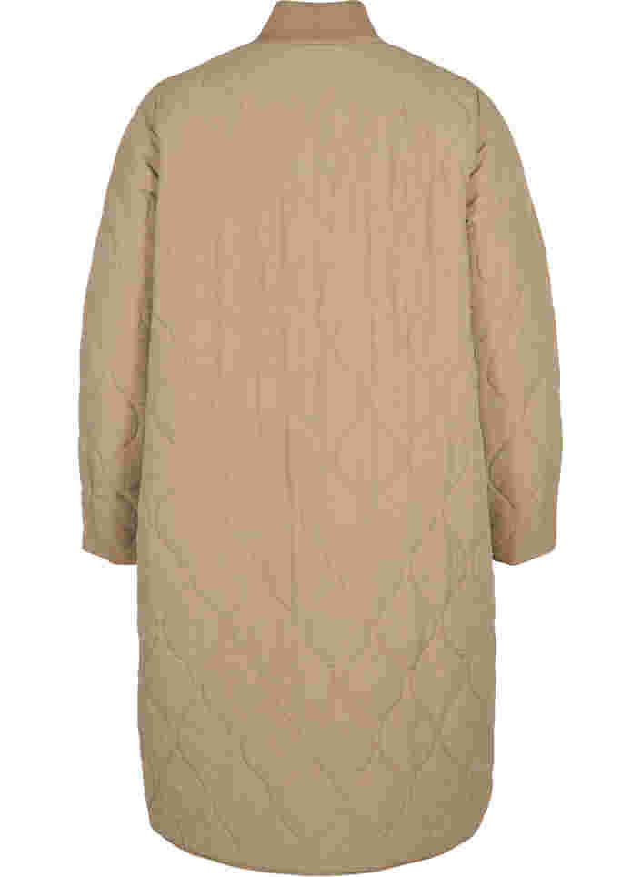Lang quiltet jakke med lynlås og lommer, Amphora, Packshot image number 1