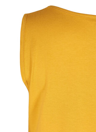 Ærmeløs bomulds kjole med a-shape, Mineral Yellow NY, Packshot image number 3