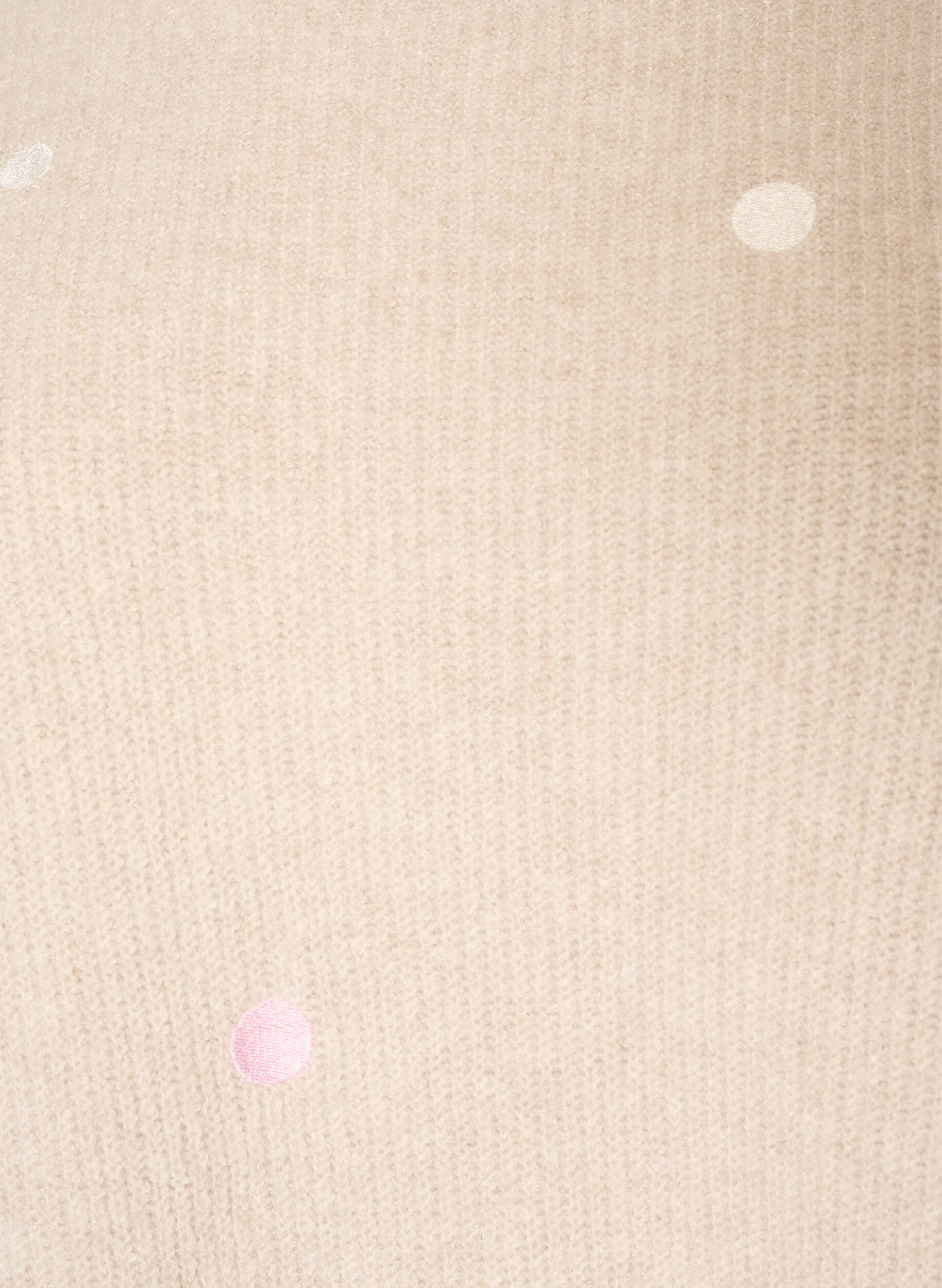 ZizziStrikbluse med sm&aring; broderede motiver, Beige, Packshot image number 2