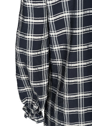 Langærmet tunika med ternet print, Navy Check, Packshot image number 3