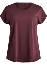 Kort&aelig;rmet t-shirt i bomuldsblanding, M&oslash;rk Bordeaux