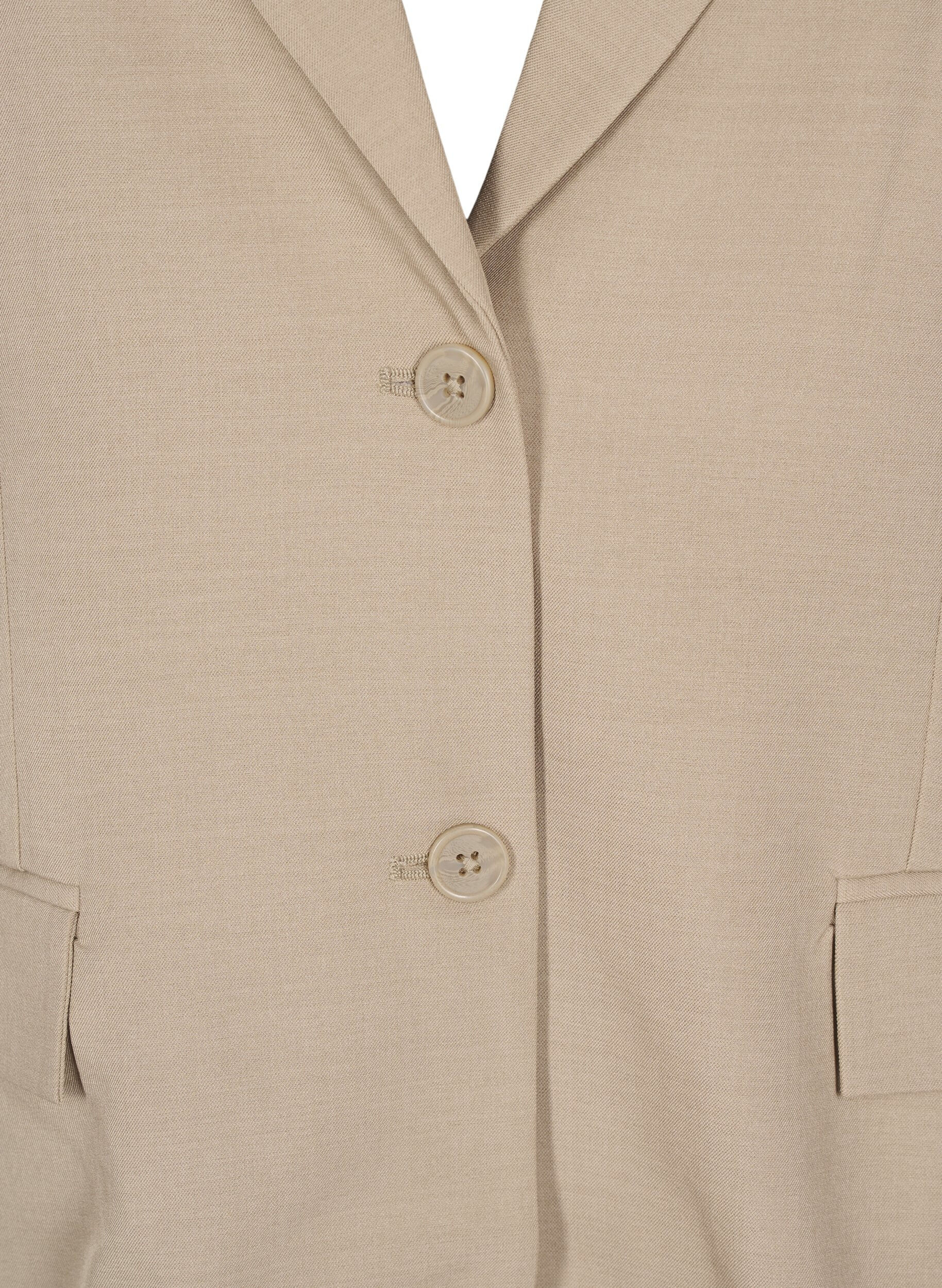 Zizzi FLASH - Blazer med lommer og slids, Beige, Packshot image number 2