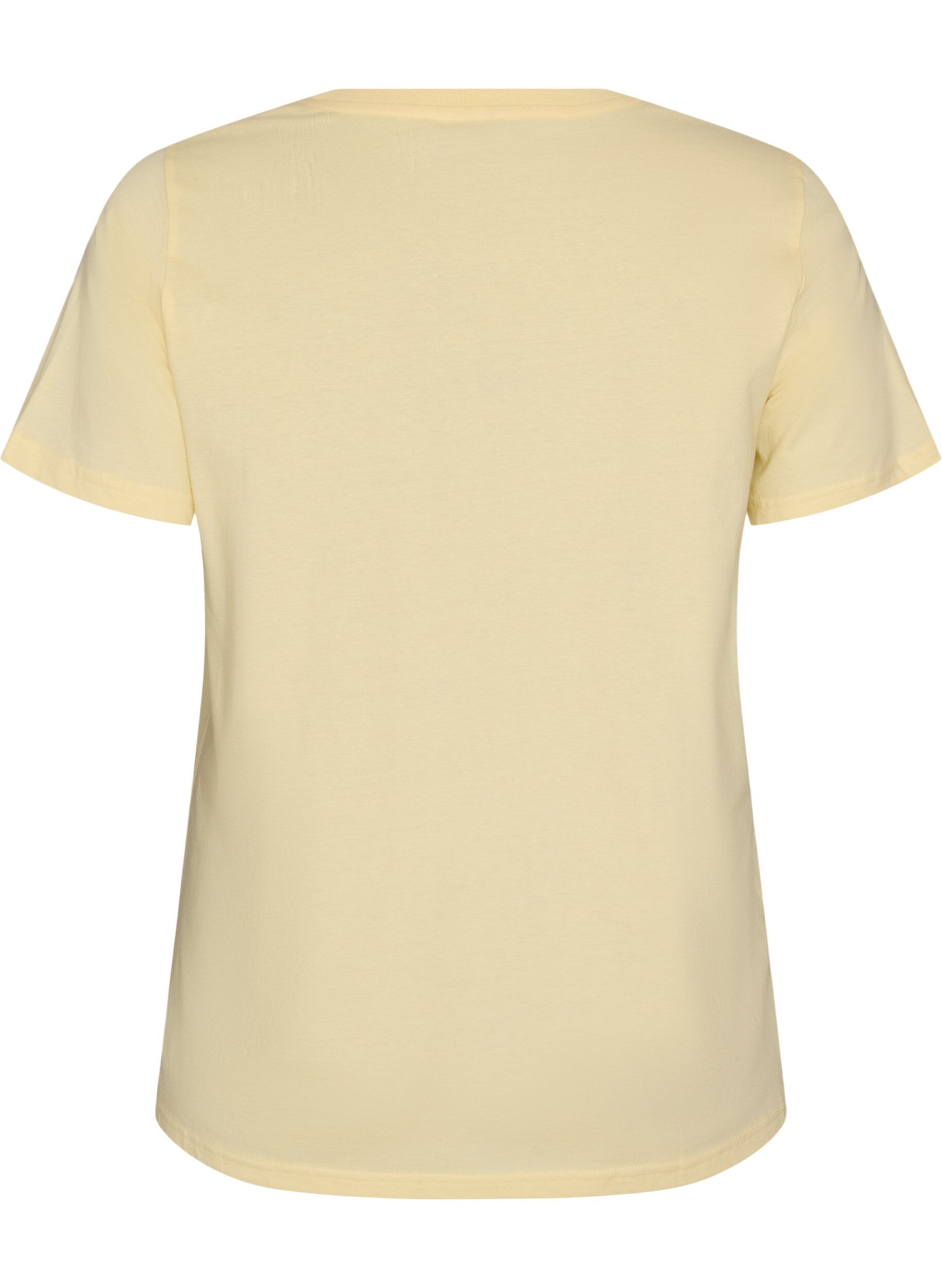 ZizziT-shirt i &oslash;kologisk bomuld med velourtekst, Gul, Packshot image number 1