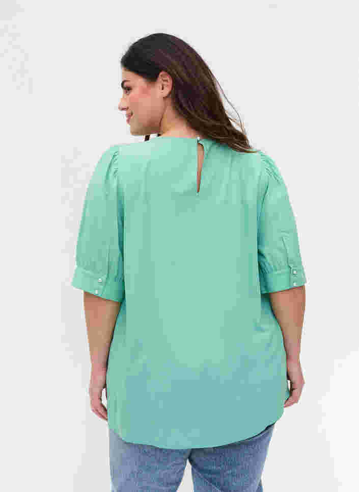 Bluse i viskose med a-shape, Dusty Jade Green, Model image number 1