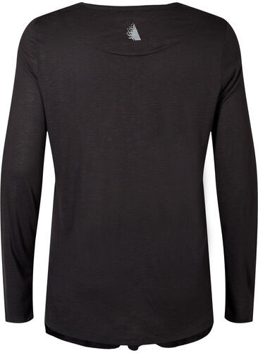A-formet trænings t-shirt med lange ærmer, Black, Packshot image number 1